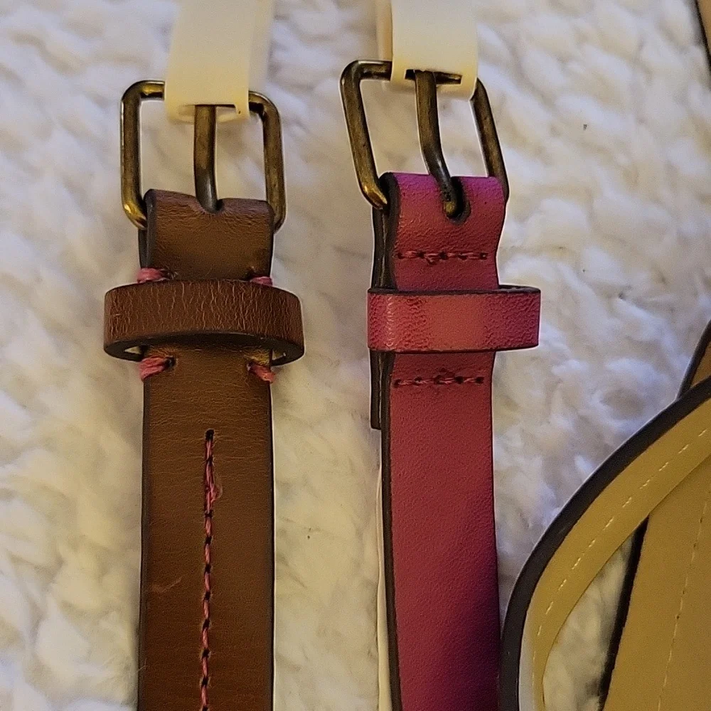 Sonoma 2 for1 belt set solid rose pink brown w/pink stitch 3/4
